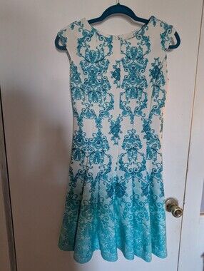 danny & nicole sleeveless lace floral fit & flare dress Danny & Nicole Floral Lace Overlay Sleeveless Fit and Flare Swing Dress 4P